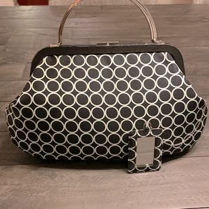 Banana Republic Mod Style Print 100% Silk Day to Evening Bag with Mirror.